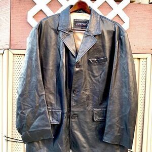 VINTAGE CERRUCI BLACK LEATHER SPORTS COAT Size 52